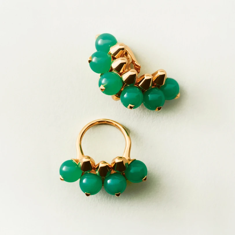 Clash de cartier earring and ring XL Model, rose gold, chrysoprase