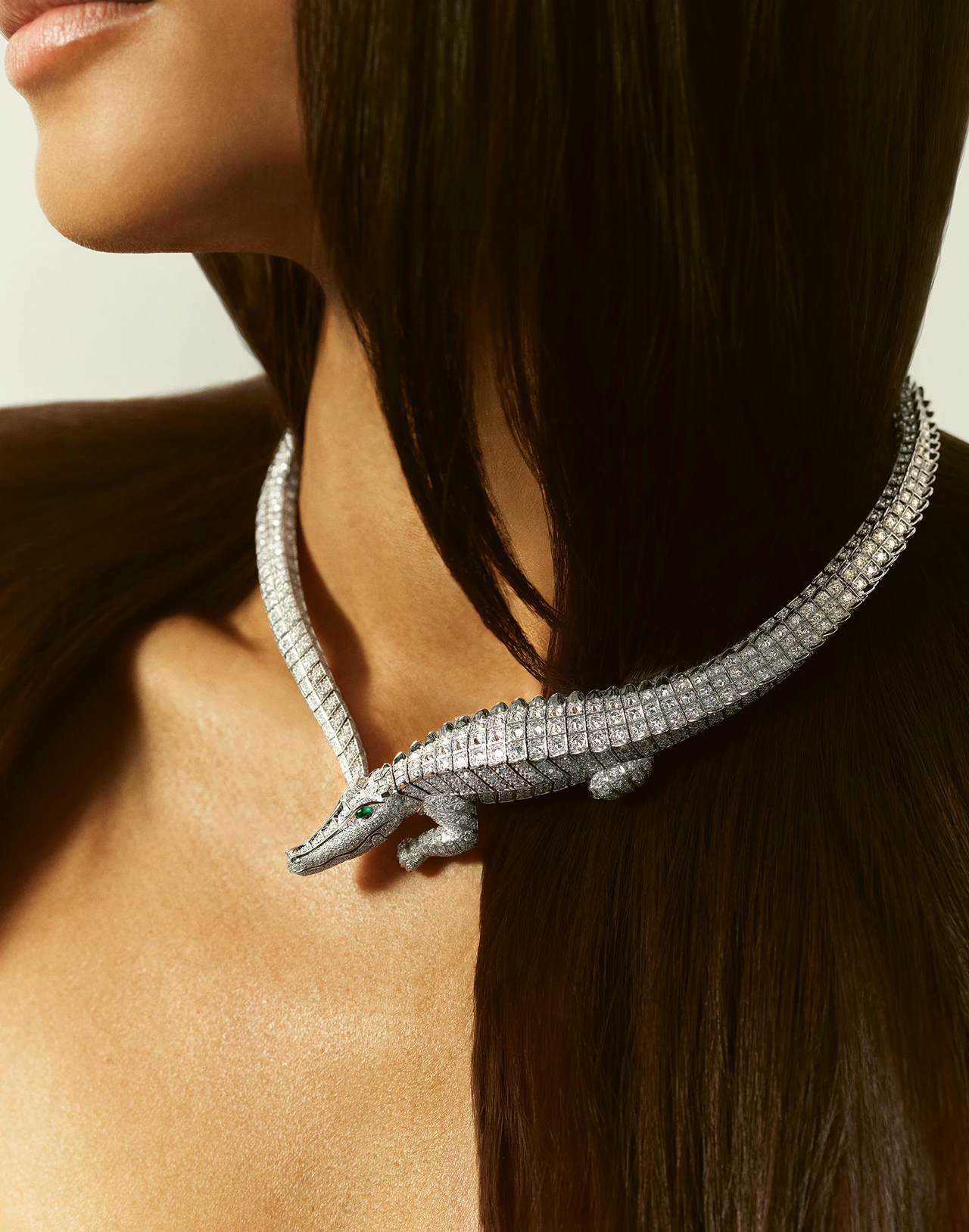 Faune et Flore de Cartier earrings, white gold, emeralds, diamonds