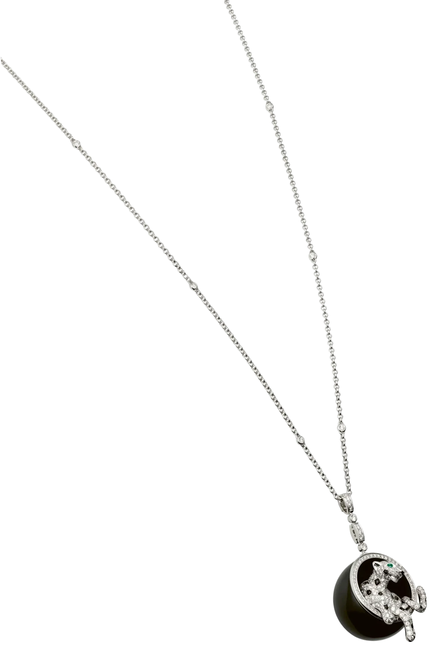 Panthère de Cartier necklace White gold, set with black nephrite jade, emerald, onyx, and brilliant-cut diamonds