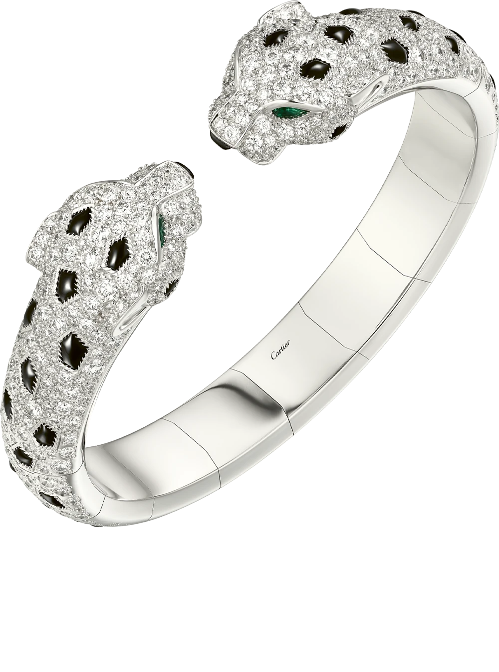 Panthère de Cartier bracelet White gold, onyx, set with 4 emeralds and 485 brilliant-cut diamonds